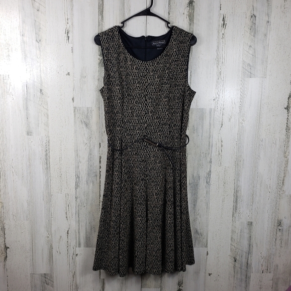 Jessica Howard brown and black midi dress with belt women's plus size 14 - Picture 1 of 11